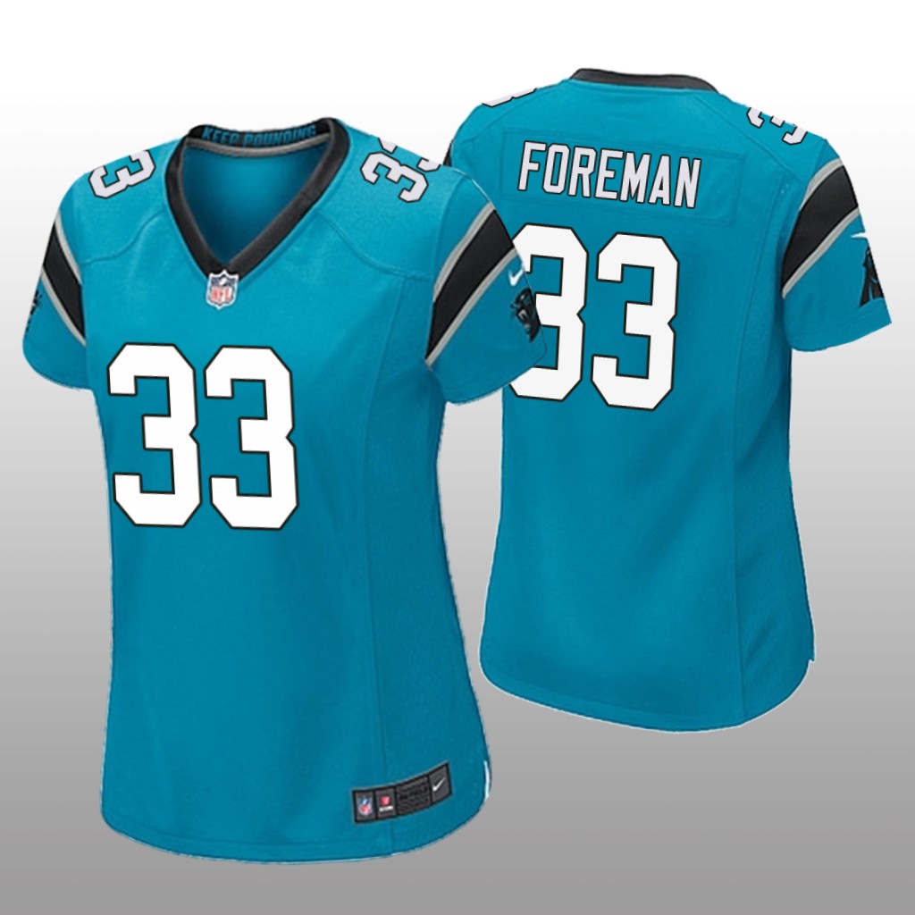 Carolina Panthers D'Onta Foreman Blue Jersey Game - Women's