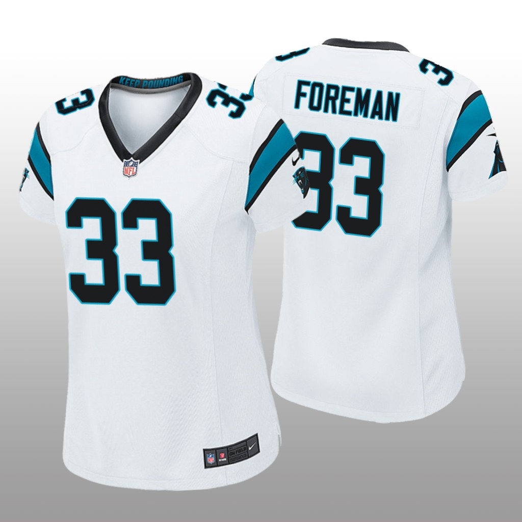 Carolina Panthers D'Onta Foreman White Jersey Game - Women's