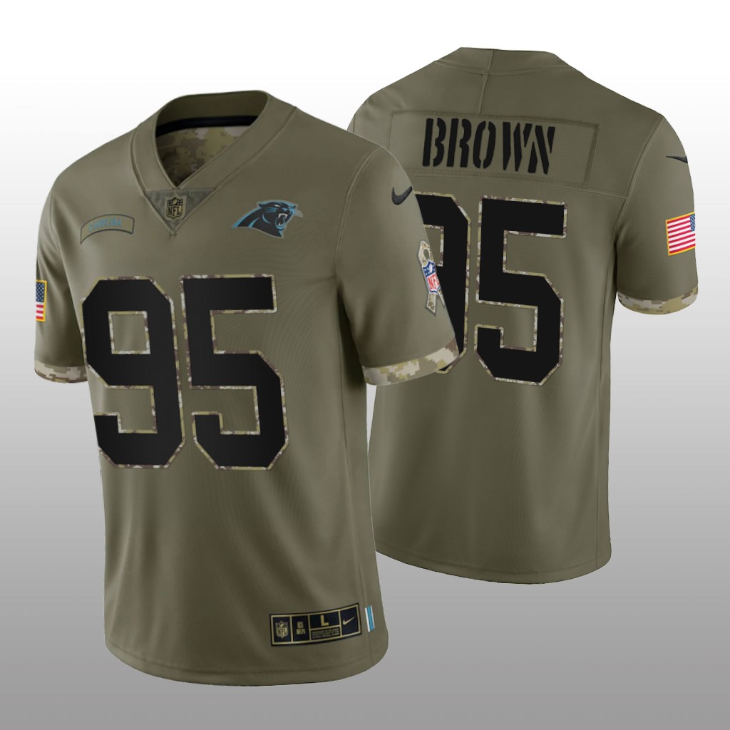 Carolina Panthers Derrick Brown Olive Limited Jersey 2022 Salute To Service - Men's