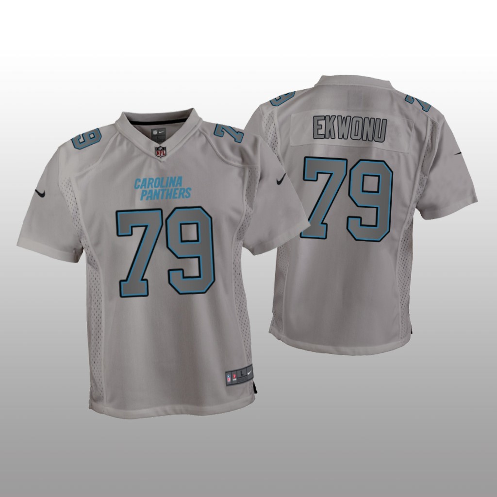 Carolina Panthers Ikem Ekwonu Gray Jersey Atmosphere Fashion Game - Youth