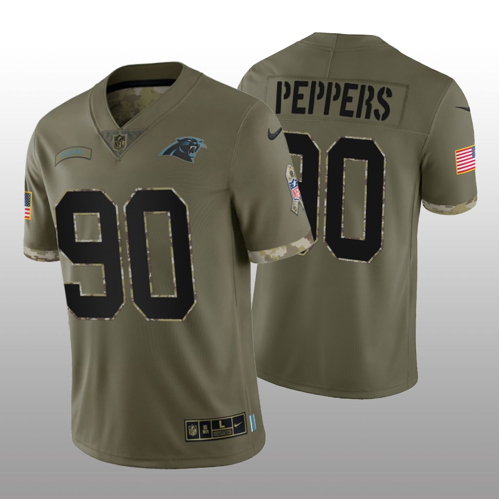 Carolina Panthers Julius Peppers Olive Limited Jersey 2022 Salute To Service - Men's