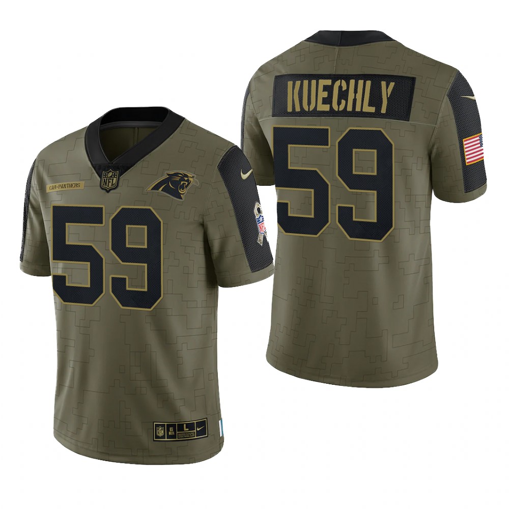 Carolina Panthers Luke Kuechly Olive Limited Jersey 2021 Salute To Service - Men's