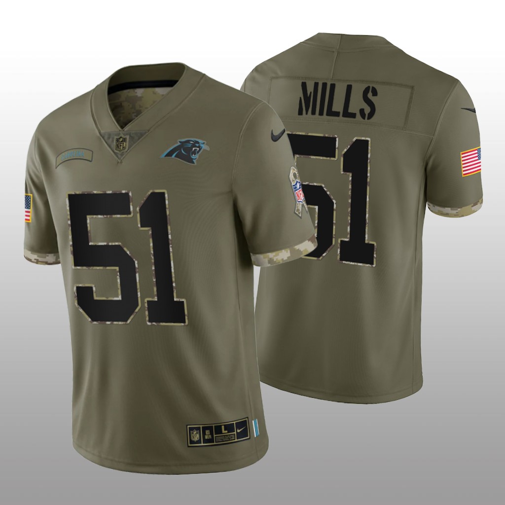 Carolina Panthers Sam Mills Olive Limited Jersey 2022 Salute To Service - Men's