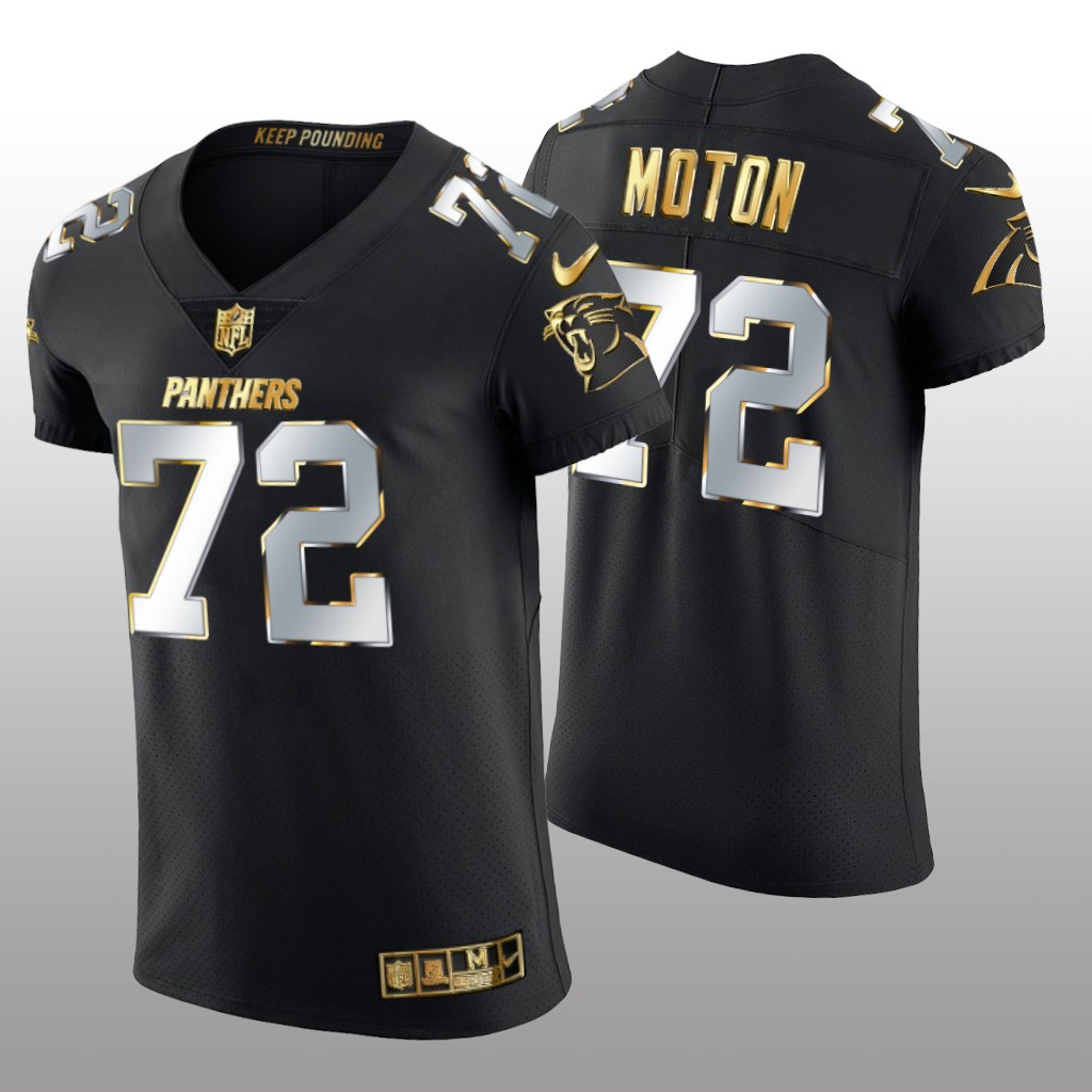 Carolina Panthers Taylor Moton Black Elite Jersey Golden Edition Men's