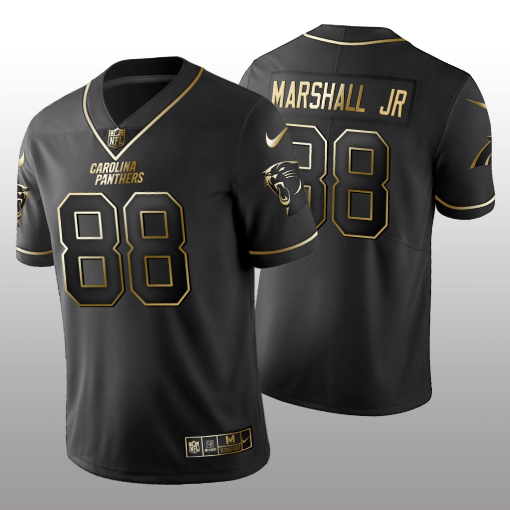 Carolina Panthers Terrace Marshall Jr. Black Jersey Golden Edition Men's