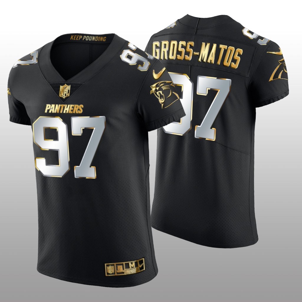 Carolina Panthers Yetur Gross-Matos Black Elite Jersey Golden Edition Men's