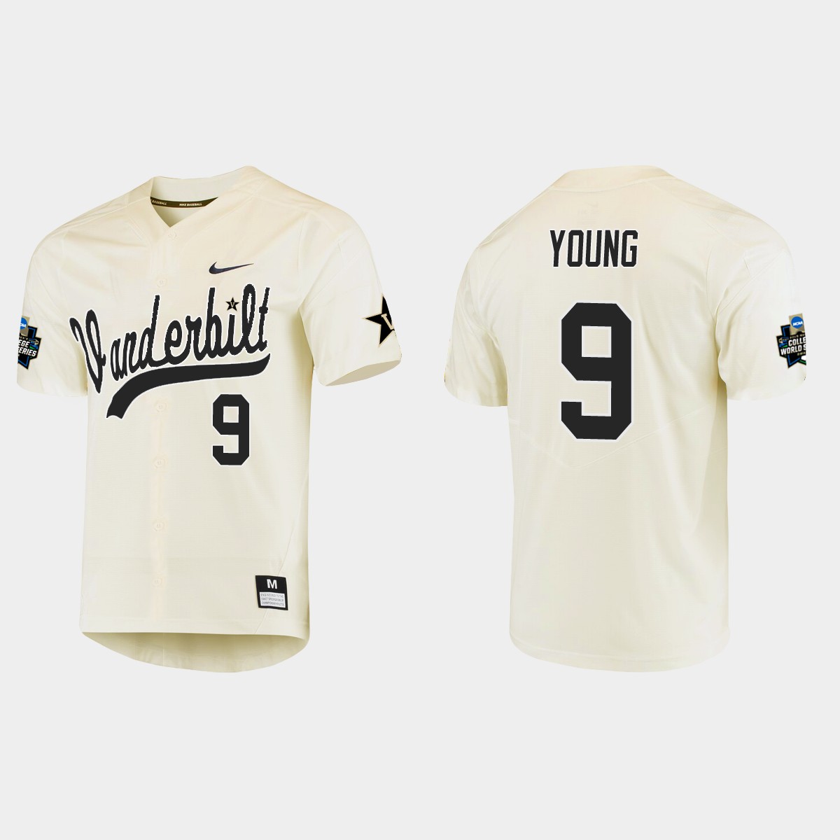 Carter Young Vanderbilt Commodores College World Series  Jersey - Cream