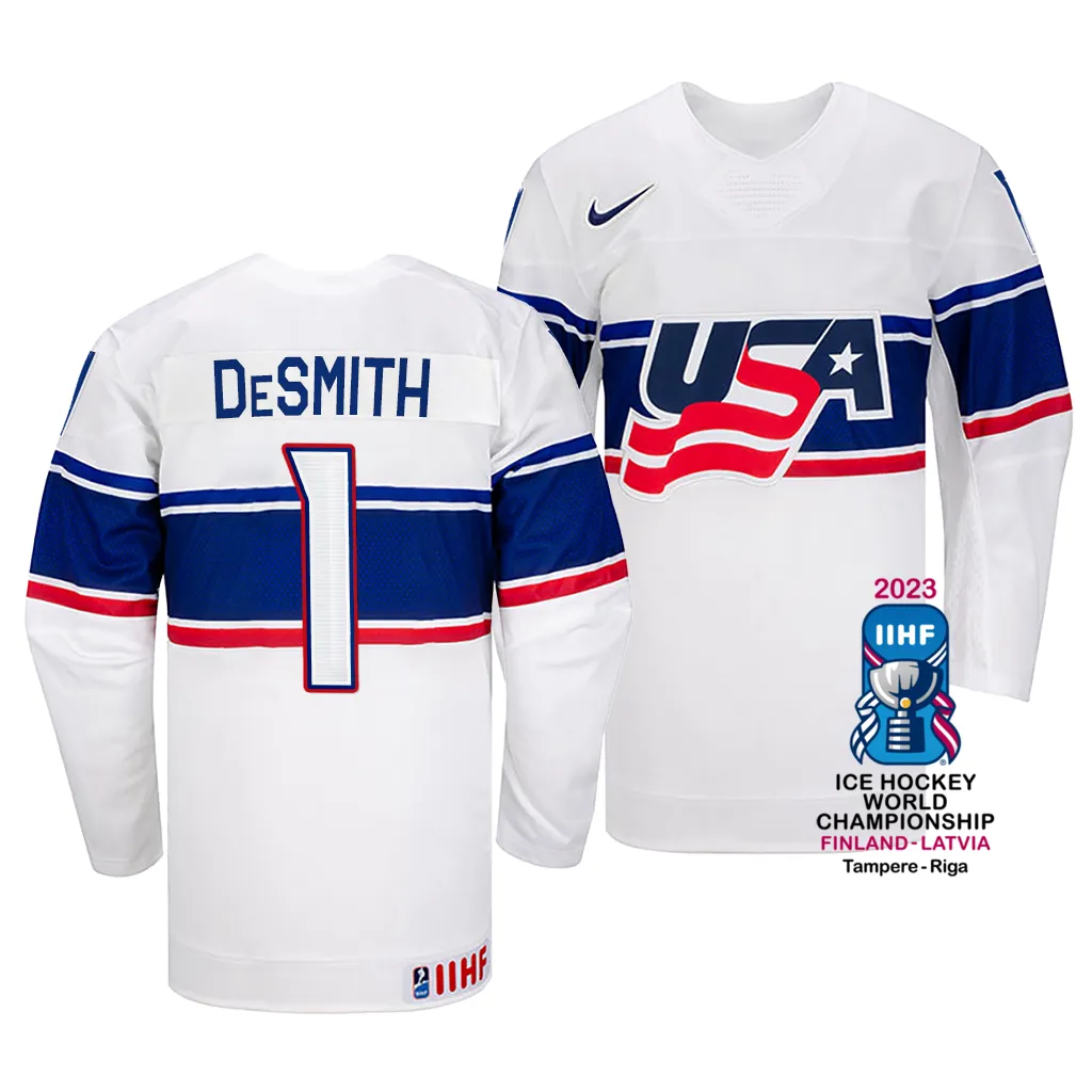 Casey DeSmith USA Hockey 2023 IIHF World Championship White Home Jersey #1