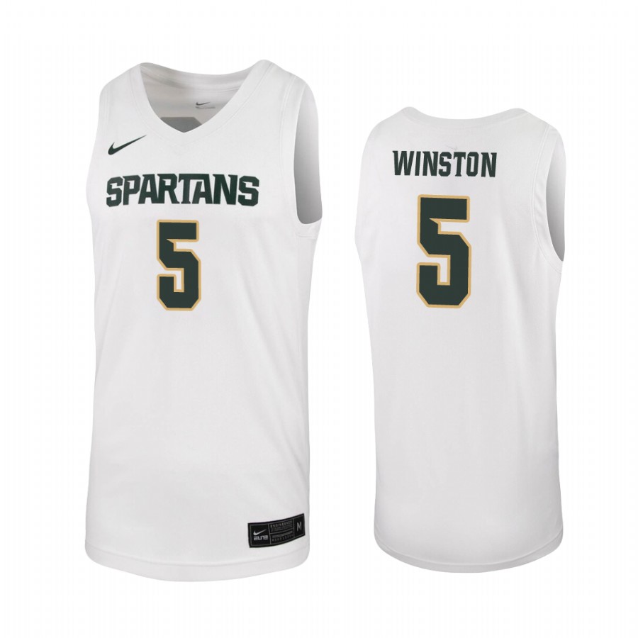 Cassius Winston Michigan State Spartans #5  College  Jersey - White