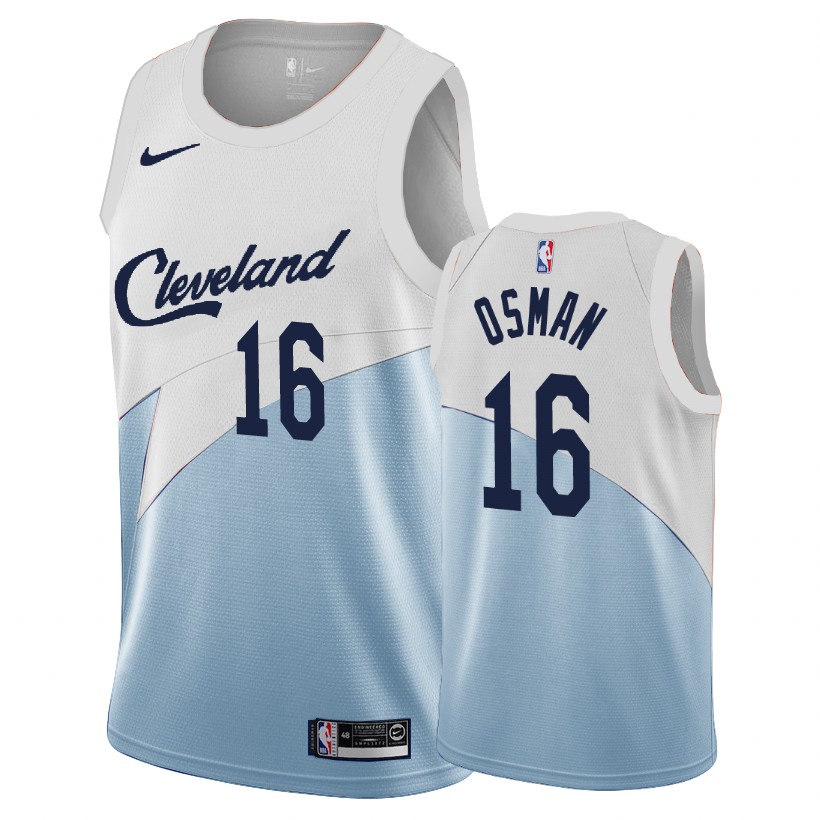 Cavaliers Male Cedi Osman #16 2018-19 Earned Edition White-Blue Jersey