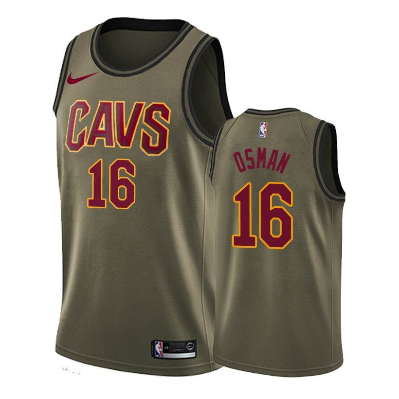 Cavaliers Male Cedi Osman #16 Salute to Service Camo Green Jersey