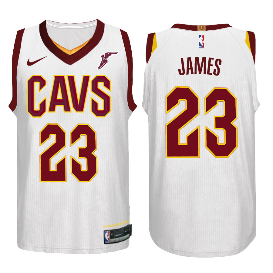 Cavaliers Male LeBron James #23 NBA 2017-18 Performance White Jersey
