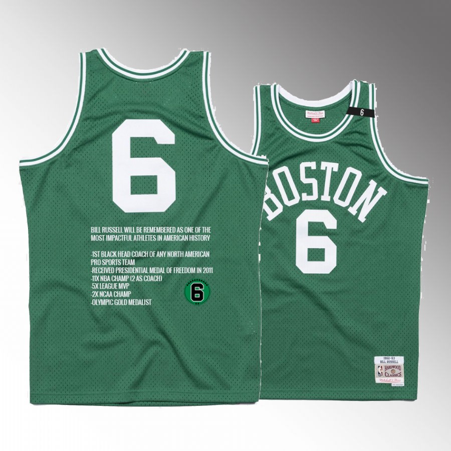 Celtics Bill Russell Legend Forever #6 Green 12x All-Star Jersey 1934-2022