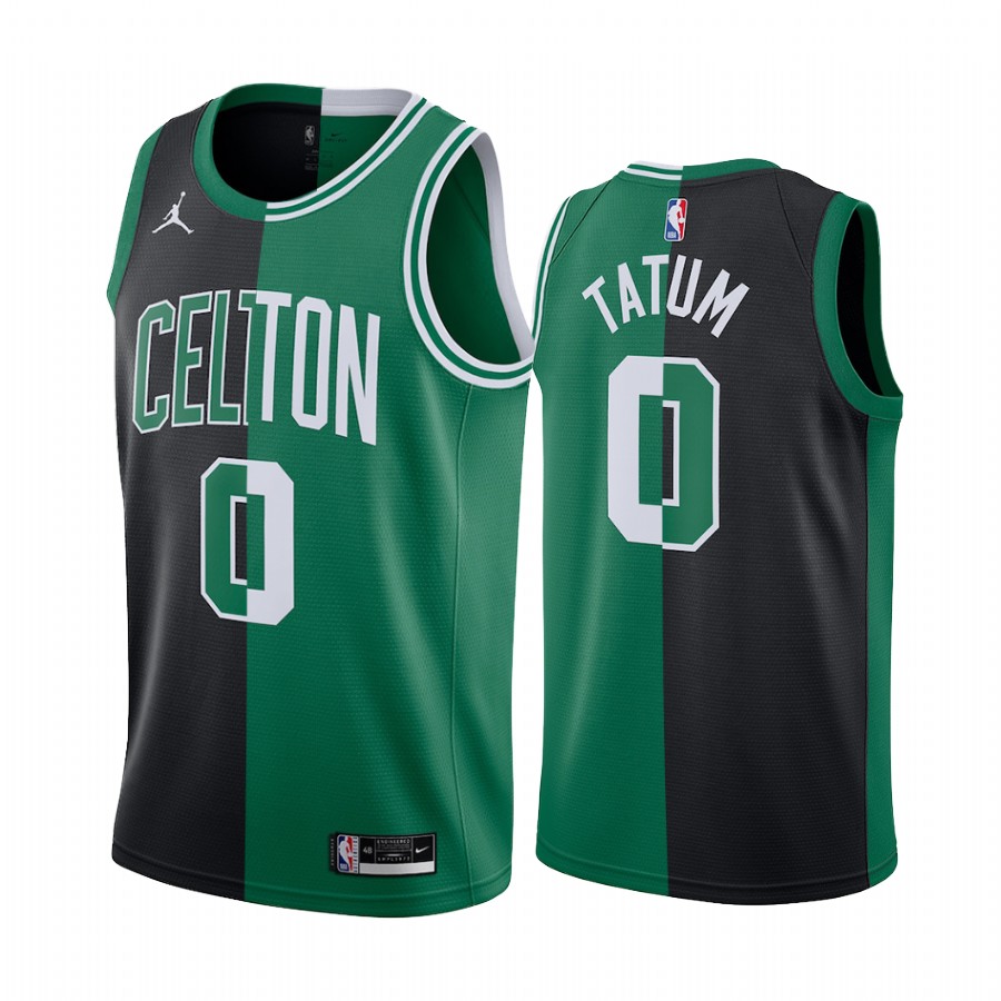 Celtics Jayson Tatum 2021-22 Split Edition Black Green Jersey Big Scorer