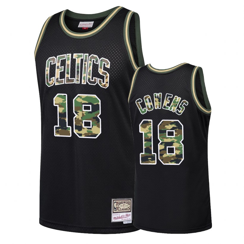 Celtics Male David Cowens #18 Straight Fire Camo Black Jersey