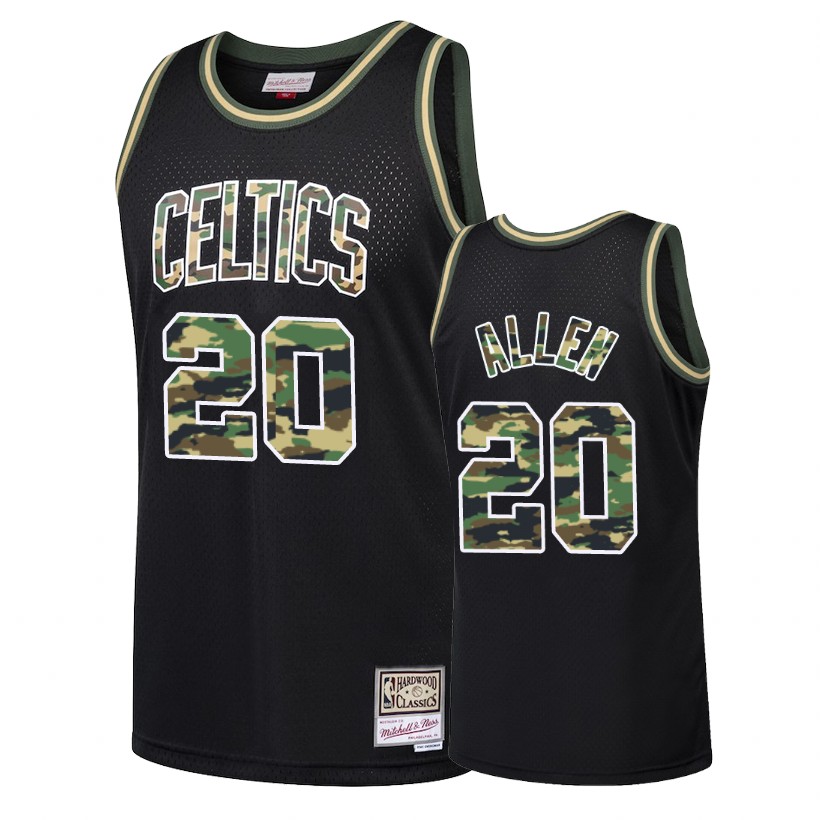 Celtics Male Ray Allen #20 Straight Fire Camo Black Jersey
