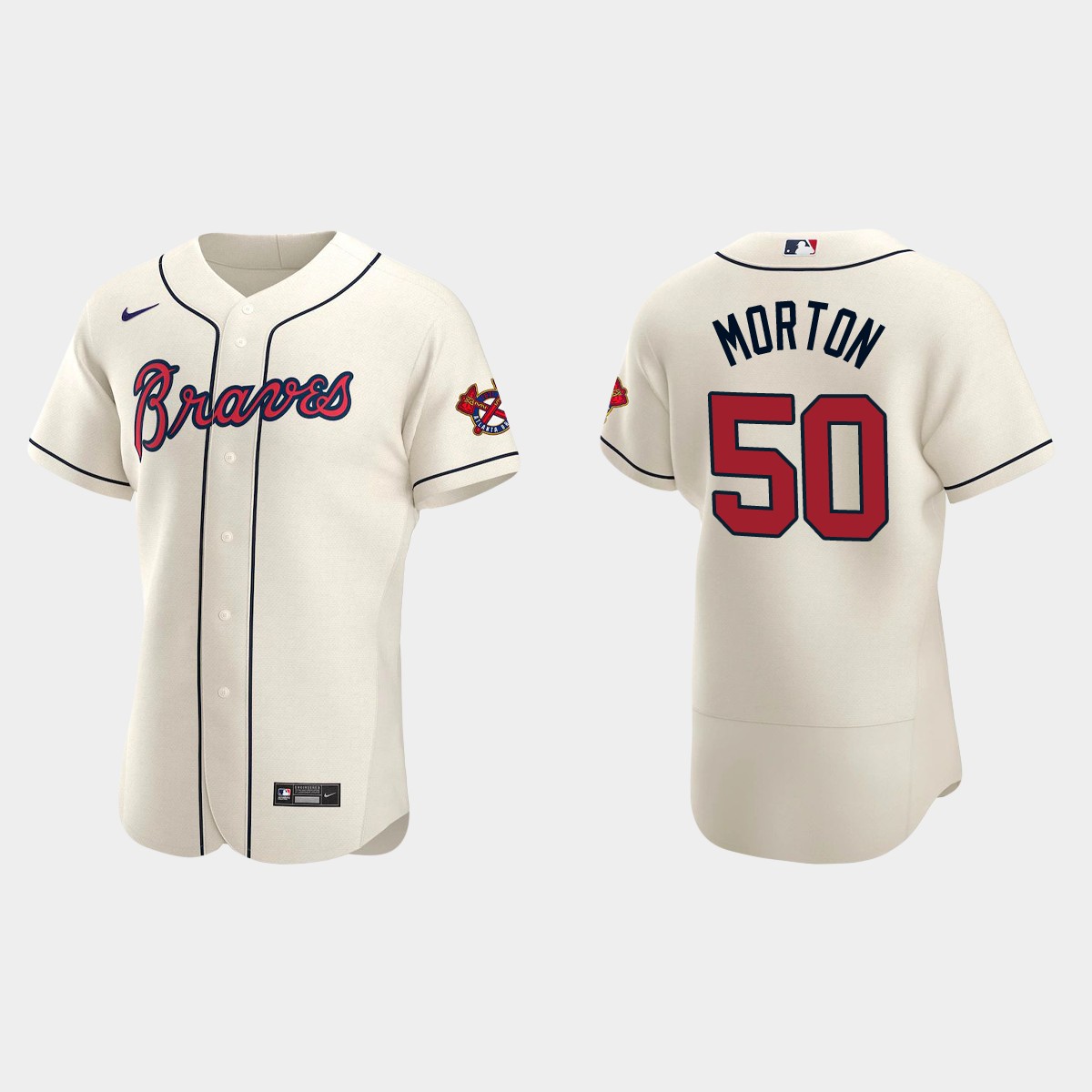 Charlie Morton #50 Atlanta Braves Alternate Jersey - Cream