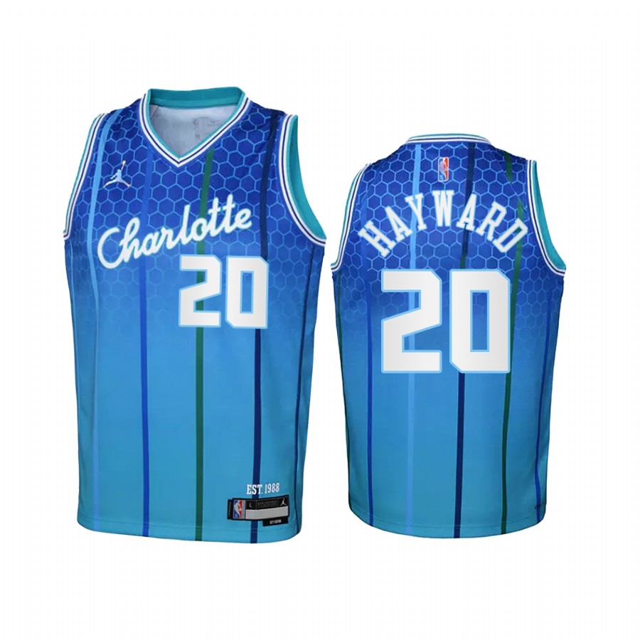 Charlotte Hornets Gordon Hayward City Edition Teal Youth Jersey 75th Anniversary #20