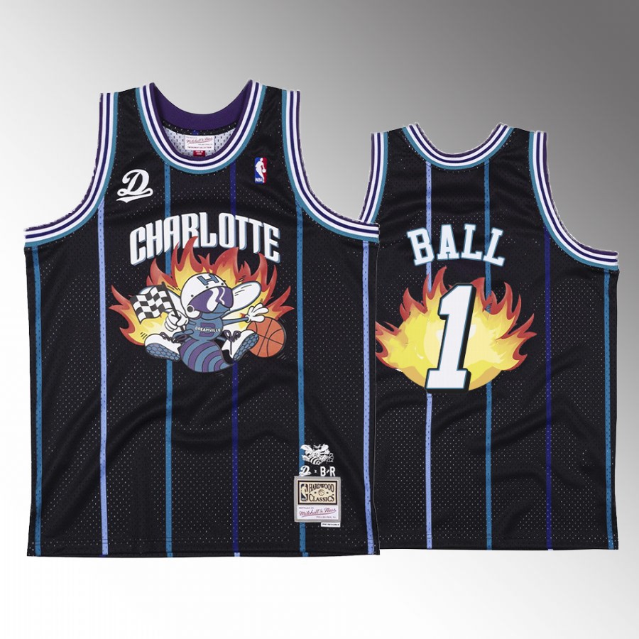 Charlotte Hornets LaMelo Ball BR Remix Black Jersey #1 Fashion