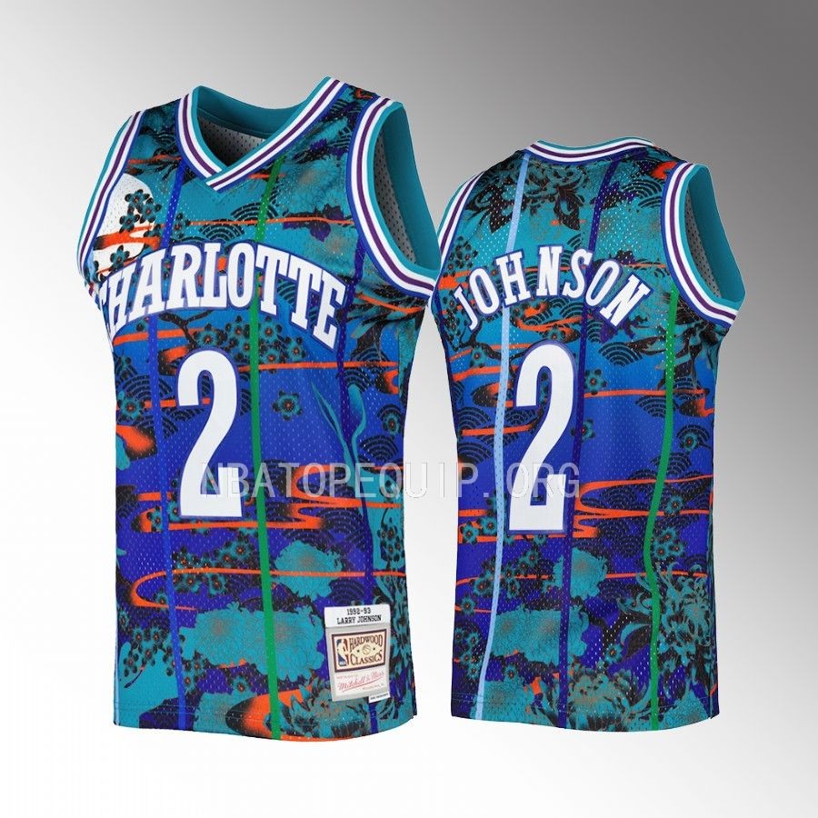 Charlotte Hornets Larry Johnson Lunar New Year #2 Teal Personalized Jersey