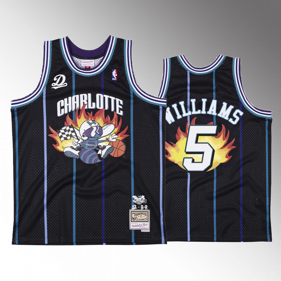 Charlotte Hornets Mark Williams BR Remix Black Jersey #5 Fashion