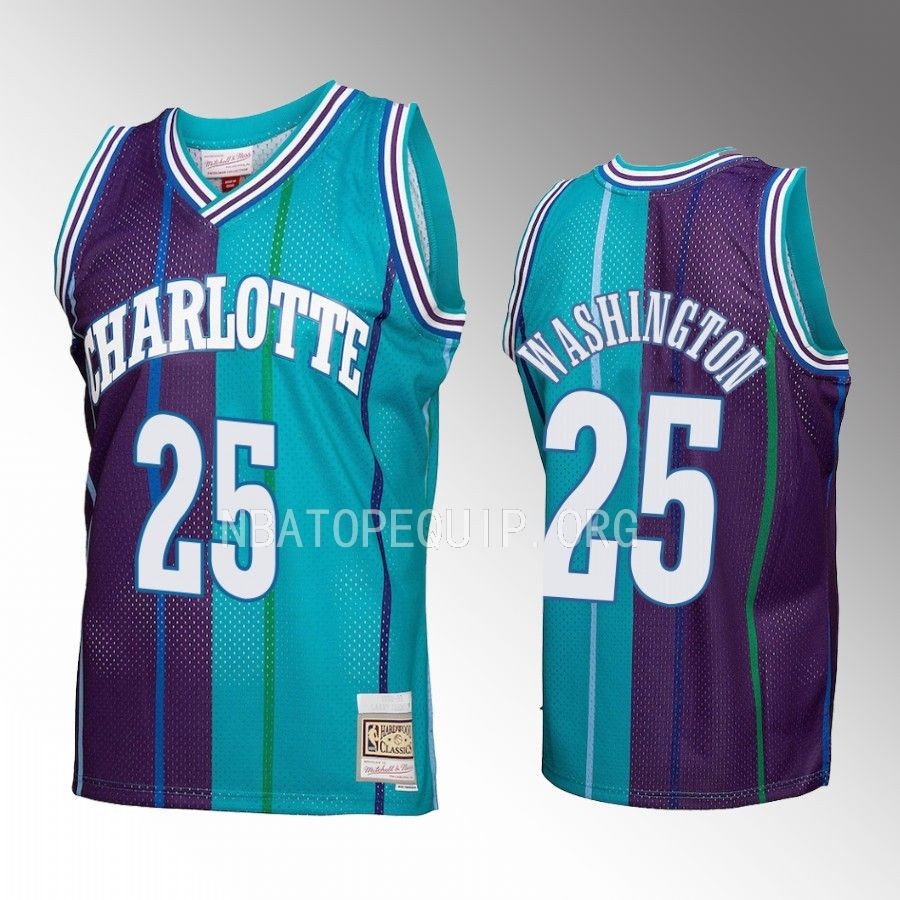 Charlotte Hornets P.J. Washington Teal Purple Hardwood Classics Men Jersey Split Swingman