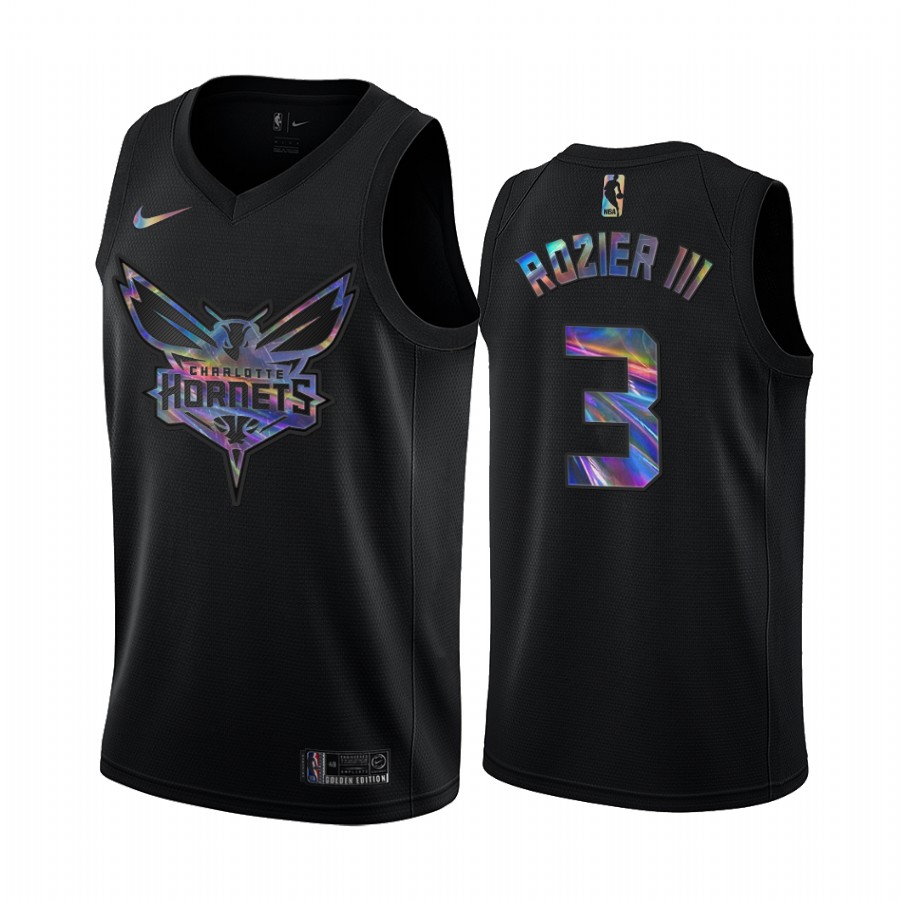 Charlotte Hornets Terry Rozier III #3 Jersey Iridescent Holographic Black Limited Edition