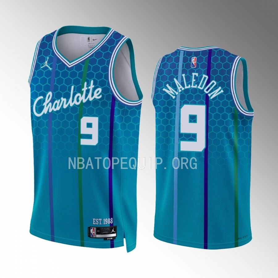 Charlotte Hornets Theo Maledon City Edition Blue #9 Jersey 75th Diamond Badge