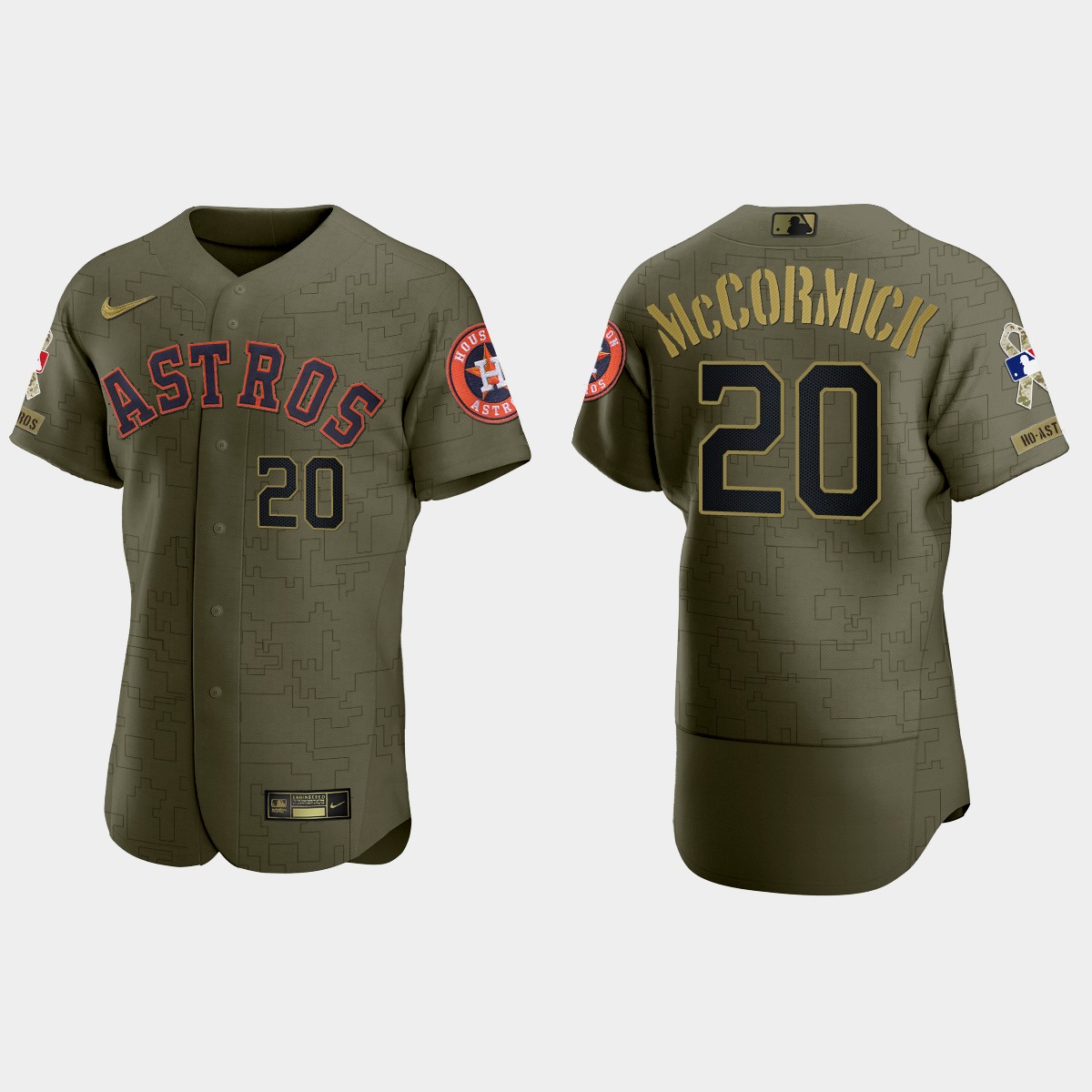 Chas McCormick Houston Astros 2021 Salute to Service Digital Camo Jersey - Green
