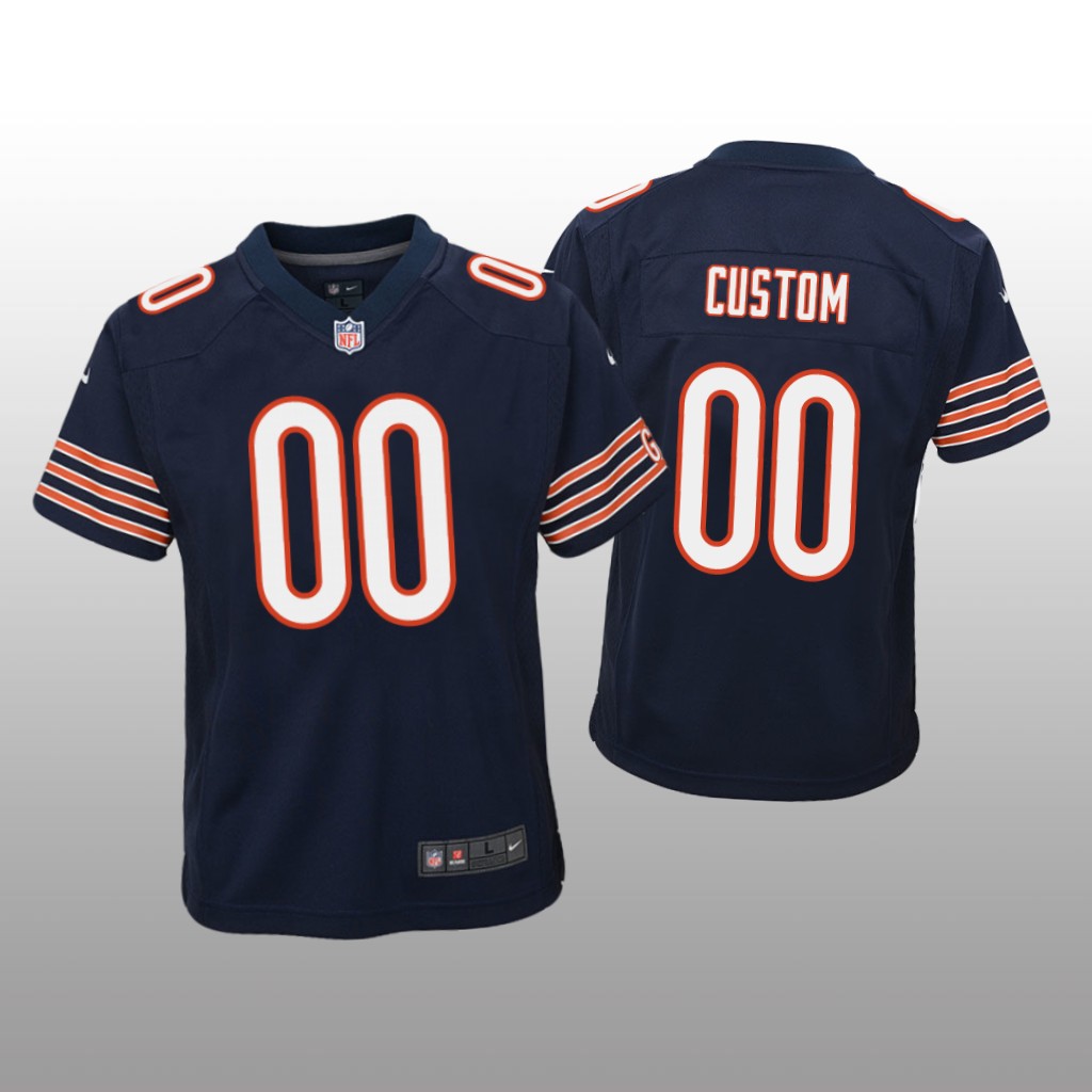 Chicago Bears #00 Navy Custom Game Jersey - Youth