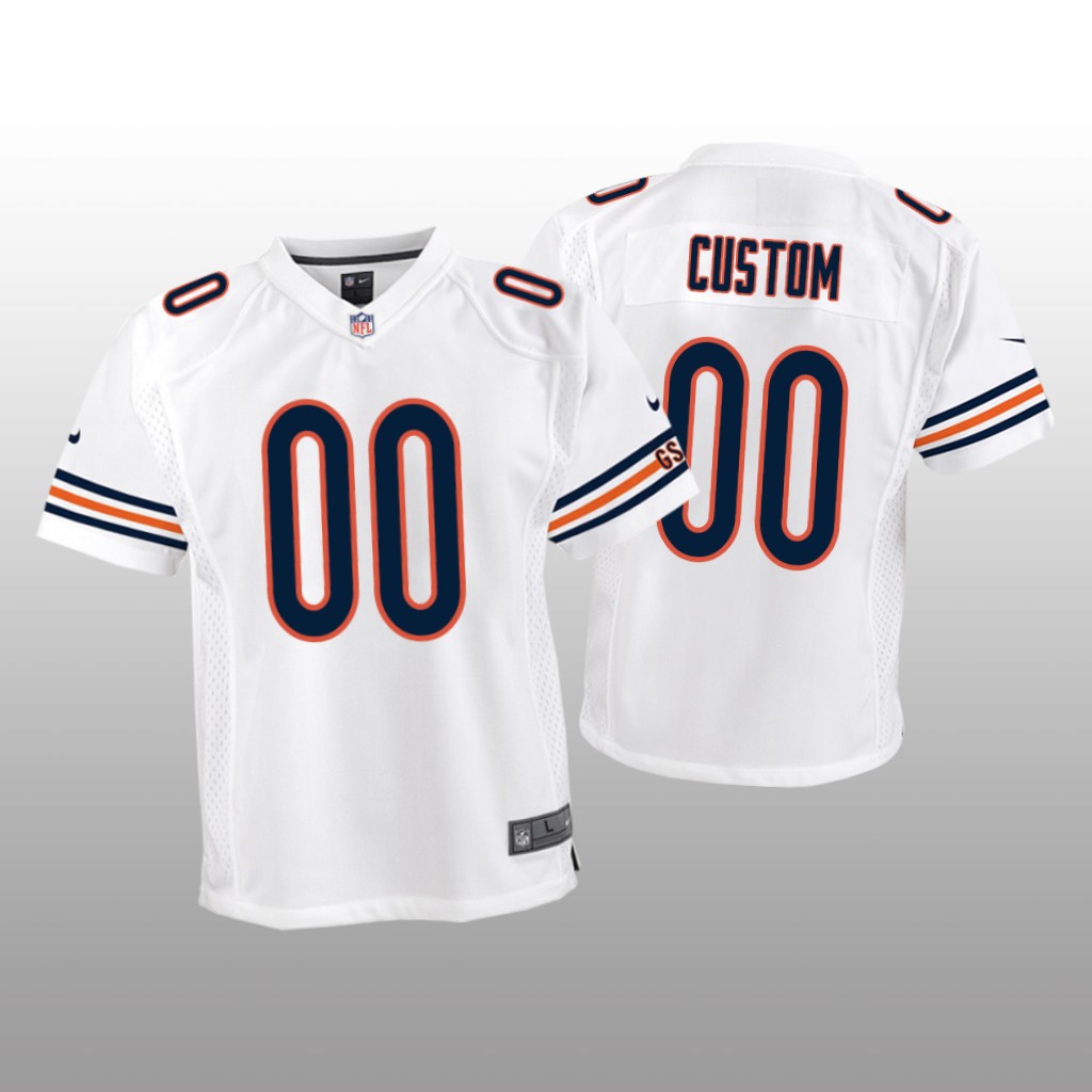 Chicago Bears #00 White Custom Game Jersey - Youth