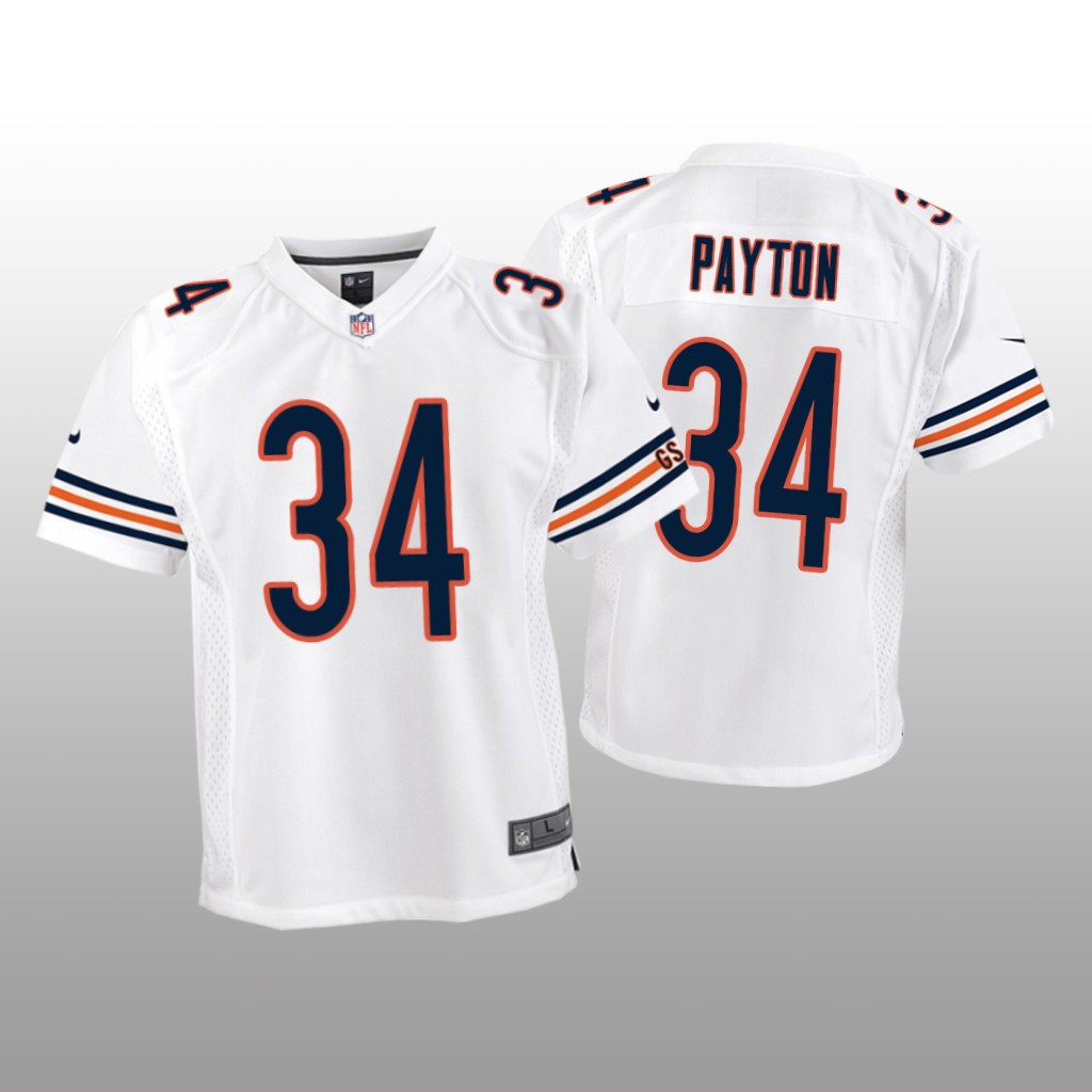 Chicago Bears #34 White Walter Payton Game Jersey - Youth