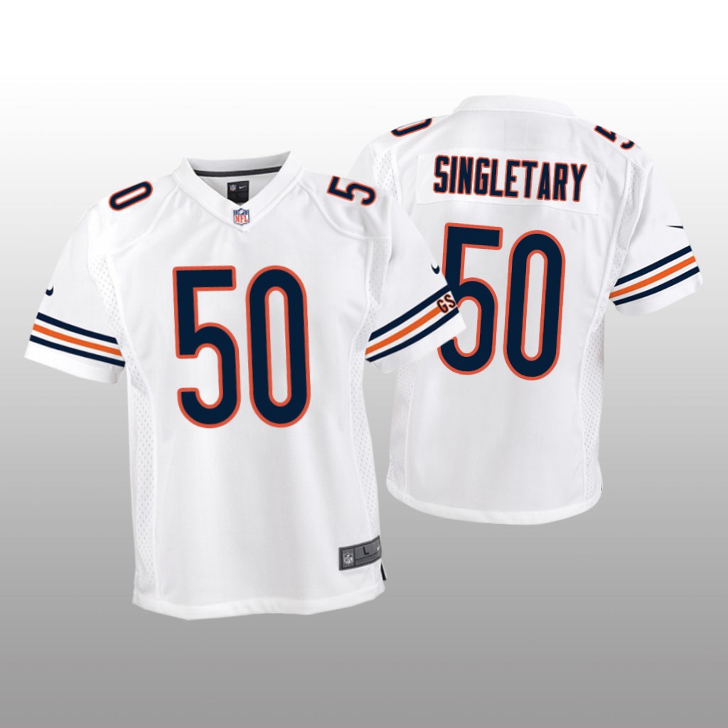 Chicago Bears #50 White Mike Singletary Game Jersey - Youth