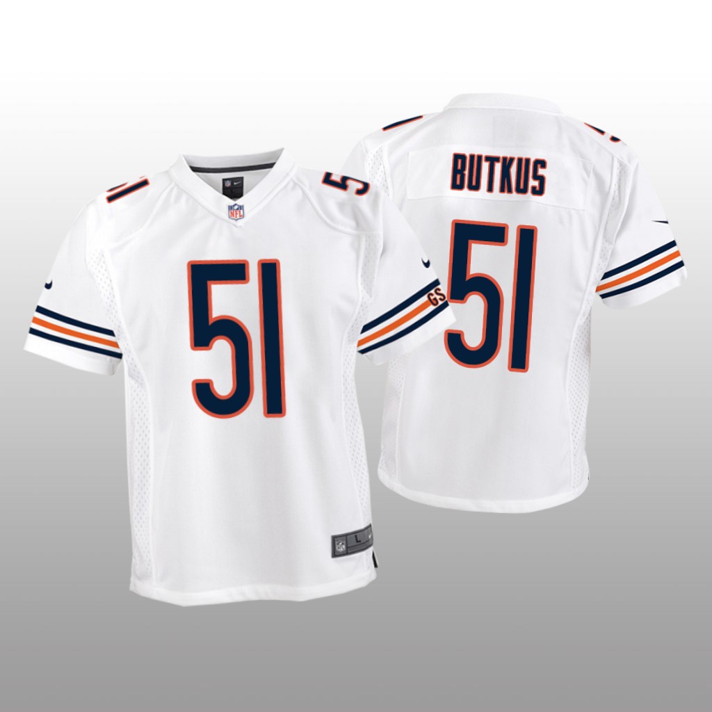 Chicago Bears #51 White Dick Butkus Game Jersey - Youth