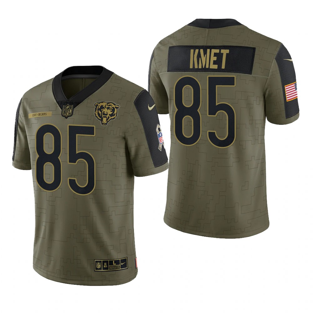 Chicago Bears Cole Kmet Olive Limited Jersey 2021 Salute To Service - Men's