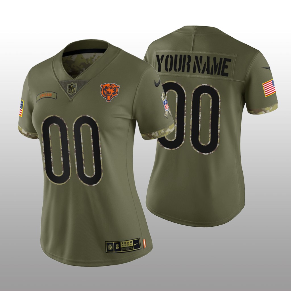 Chicago Bears Custom Olive Limited Jersey 2022 Salute To Service - Women's