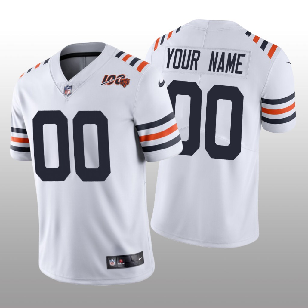Chicago Bears Custom White Alternate Classic Limited Jersey 100th Season - Men's