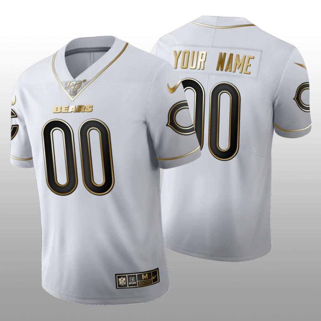 Chicago Bears Custom White Golden Edition Jersey 100th Season Men's