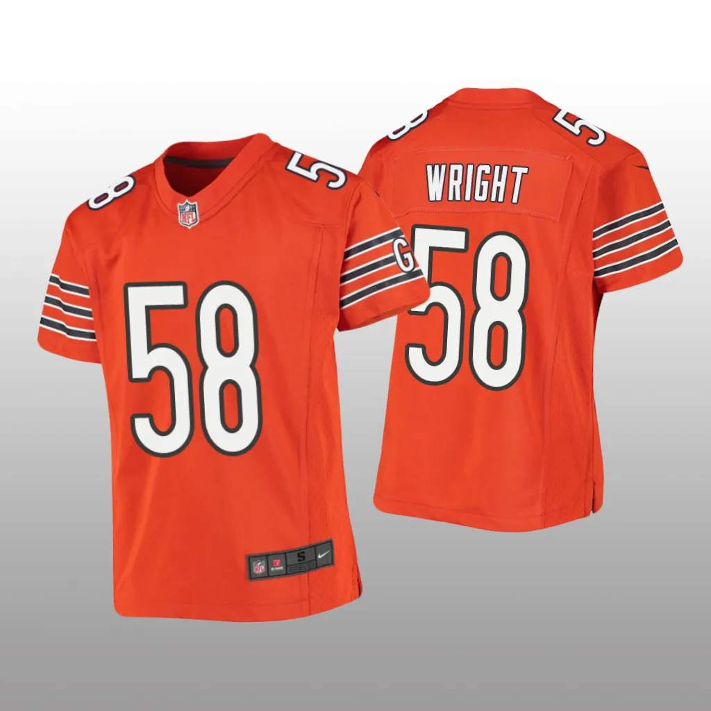Chicago Bears Darnell Wright Orange Jersey Game - Youth