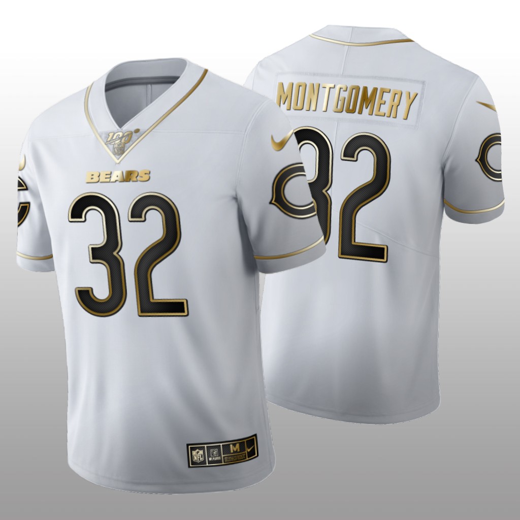 Chicago Bears David Montgomery White Golden Edition Jersey 100th Season Men's