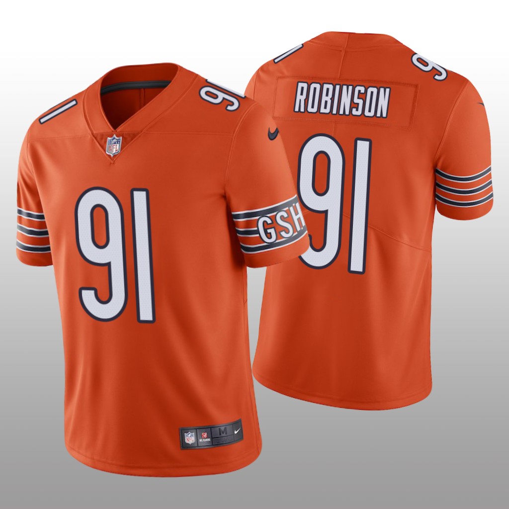 Chicago Bears Dominique Robinson Orange Jersey Vapor Limited - Men's