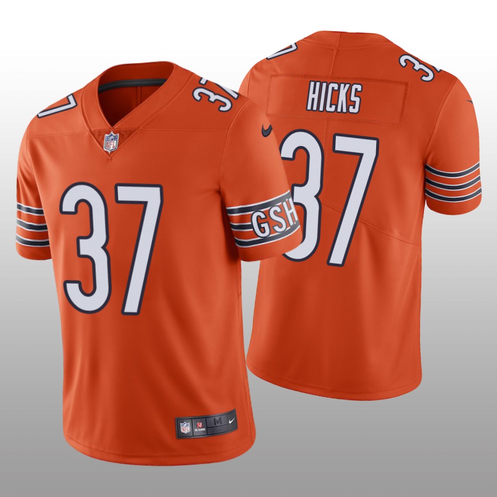 Chicago Bears Elijah Hicks Orange Jersey Vapor Limited - Men's