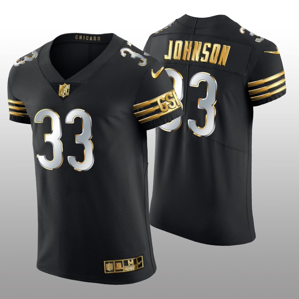 Chicago Bears Jaylon Johnson Black Vapor Elite Jersey Golden Edition Men's