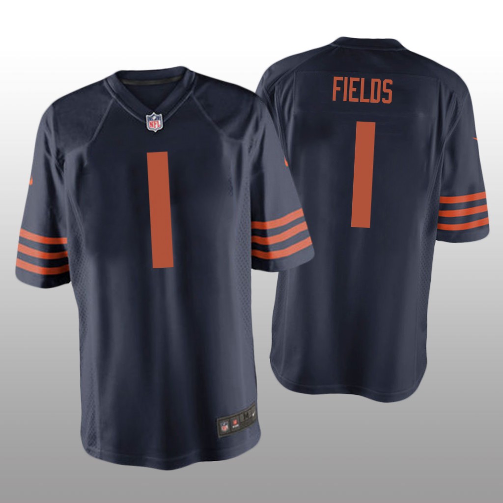 Chicago Bears Justin Fields Navy Jersey Throwback Game - Men's