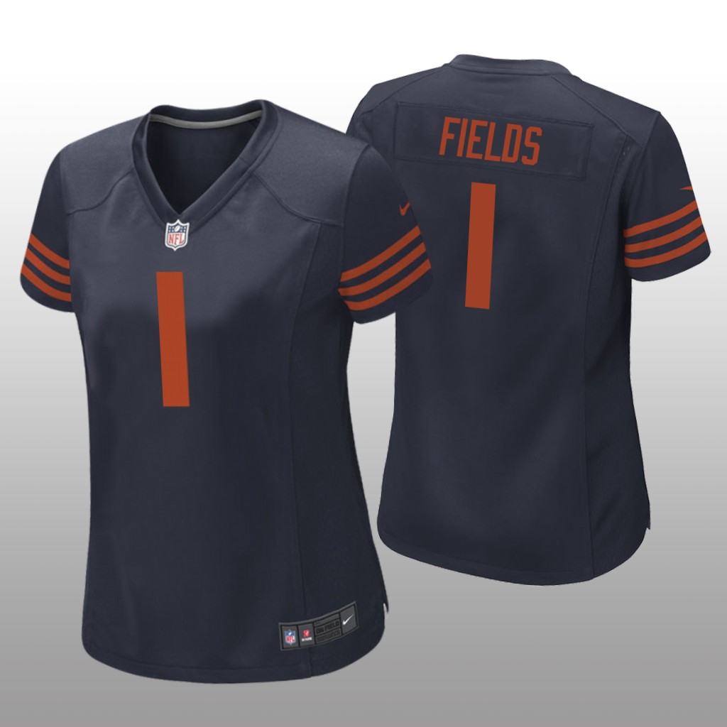Chicago Bears Justin Fields Navy Jersey Throwback Game - Women's