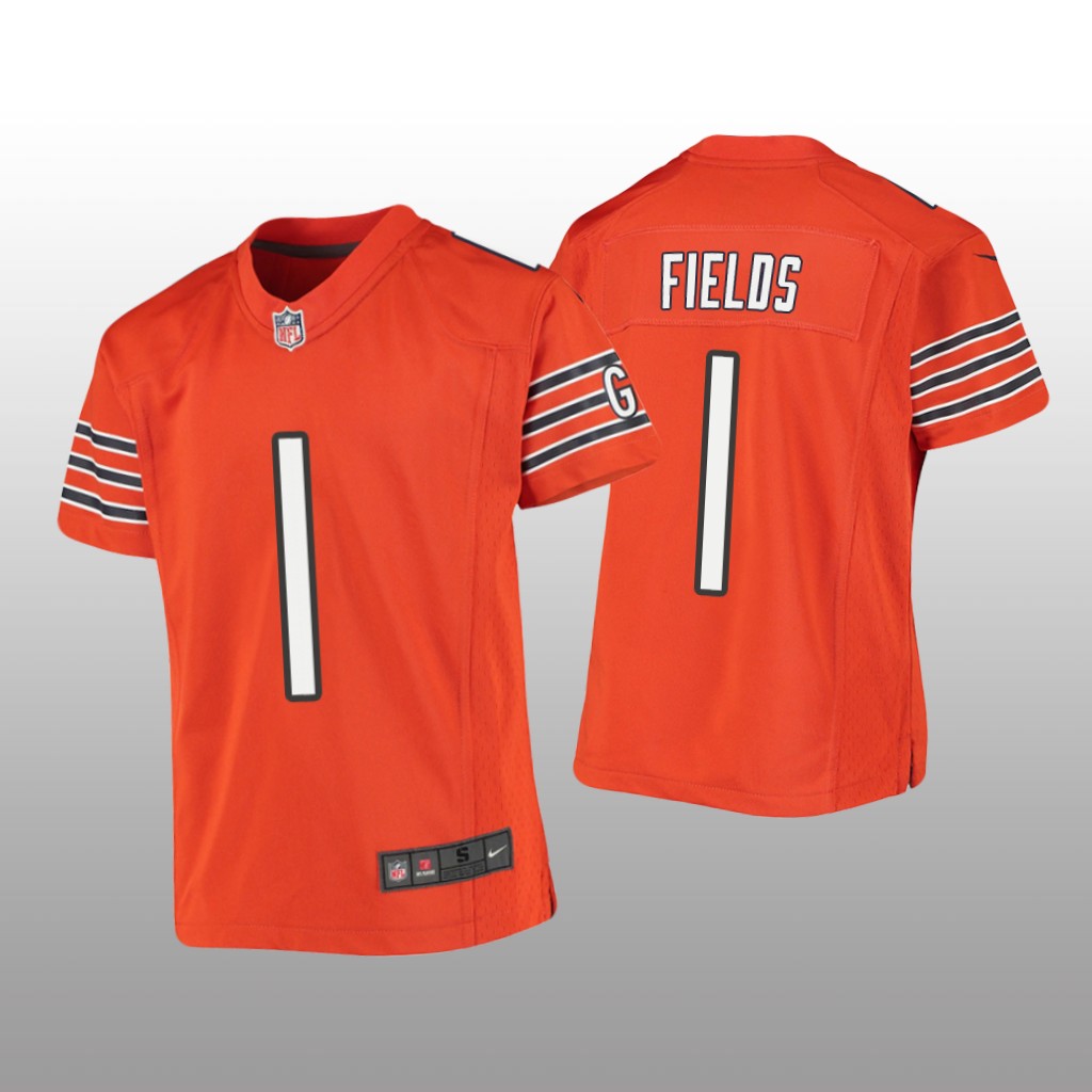 Chicago Bears Justin Fields Orange Jersey Game - Youth