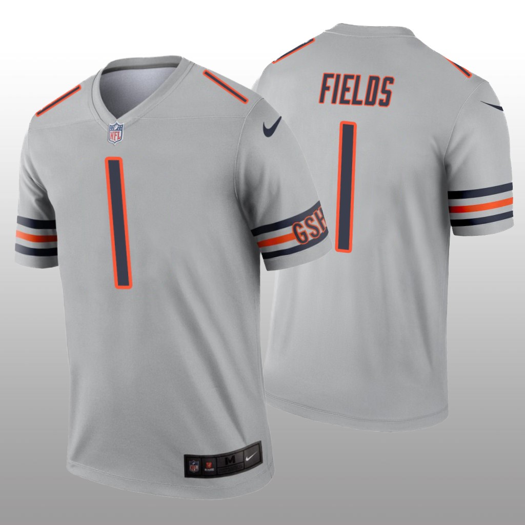 Chicago Bears Justin Fields Silver Jersey Inverted Legend - Men's