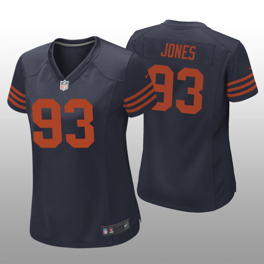Chicago Bears Justin Jones Navy Jersey Throwback Game - Women's