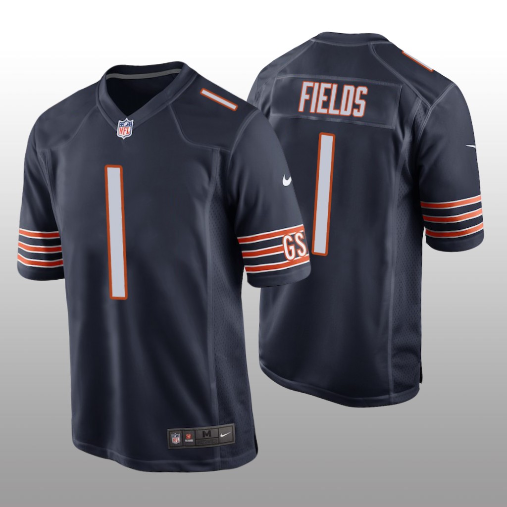 Chicago Bears Navy 2021 NFL Draft Justin Fields Game Jersey