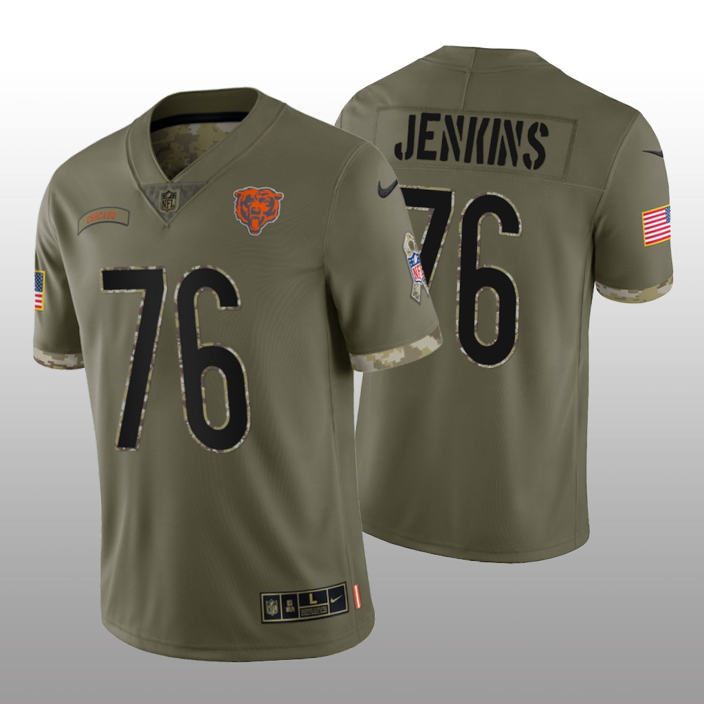 Chicago Bears Teven Jenkins Olive Limited Jersey 2022 Salute To Service - Men's